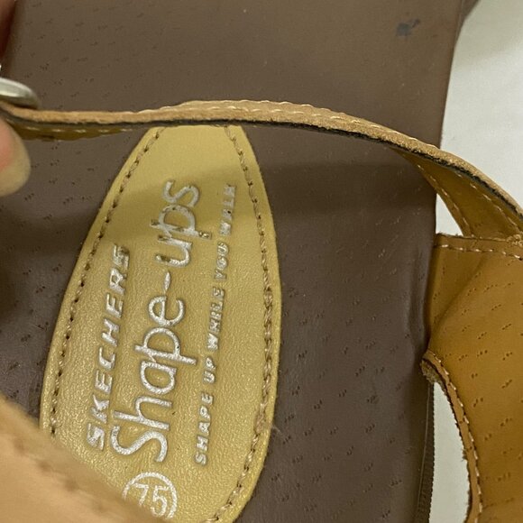 Skechers Shape-Ups 24918 Leather Camel Tan Sandals Ankle Straps Walking Size 7.5 - Picture 9 of 15